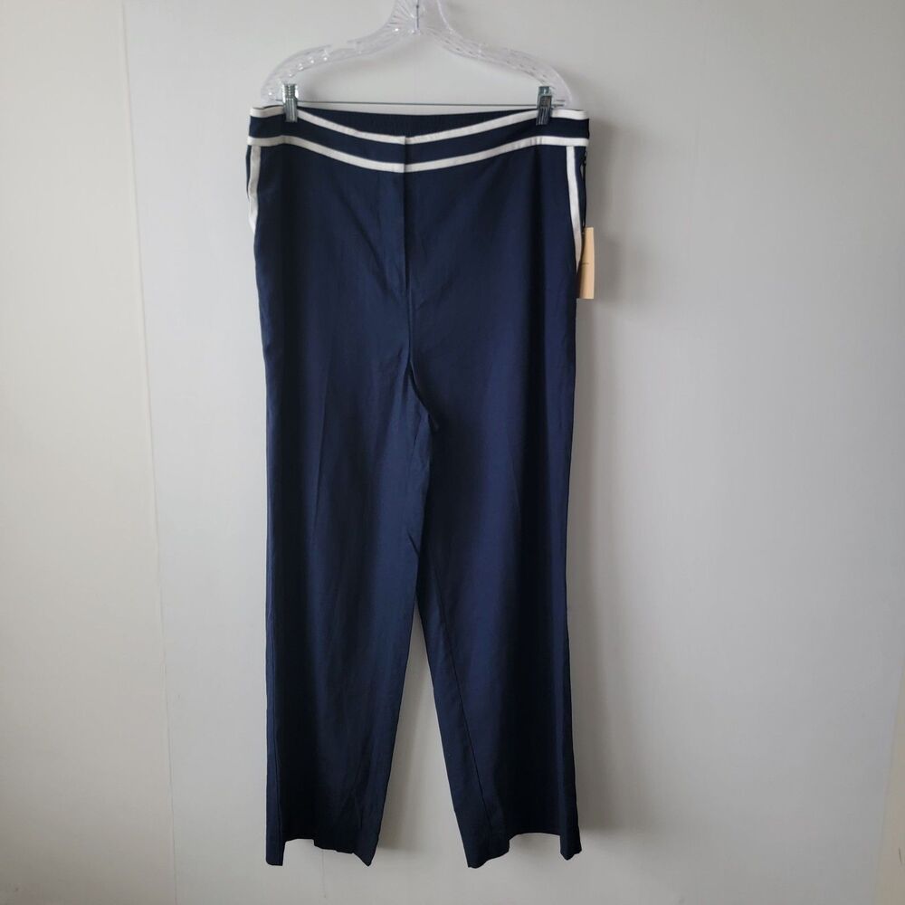 Halogen womens linen blend Wide Leg pants size 16 classic navy blue